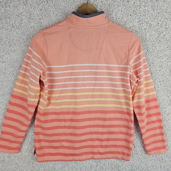 LL Bean Rugby Henley Coral Pink Long Sleeve Shirt Womens Medium Preppy Retro - Picture 12 of 16
